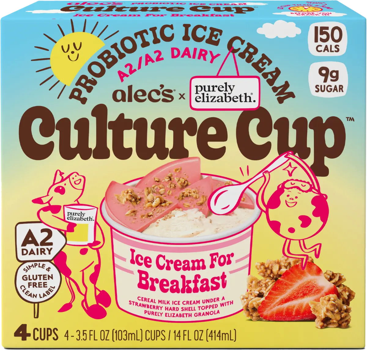 Alec's x Purely Elizabeth Culture Cup four-pack carton