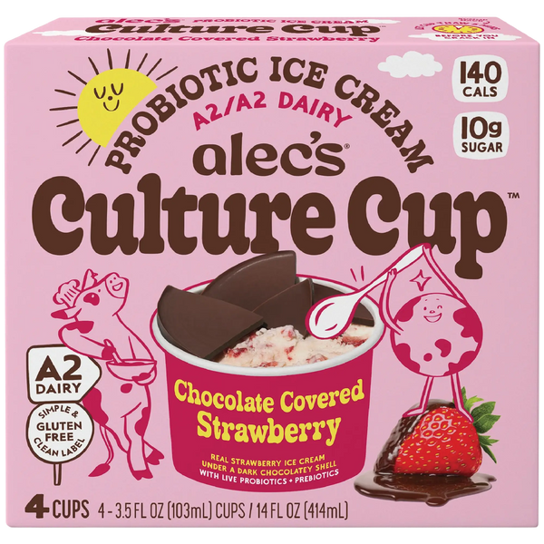 Culture Cup: Chocolate Covered Strawberry 4-Pack – Alec's Ice Cream